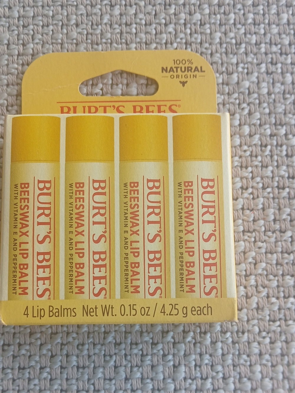 Burt's Bees Yellow Beeswax Lip Balm 4-Pack